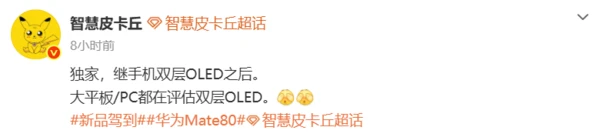曝双层OLED屏或向平板、PC扩展 华为仍可能独家采用